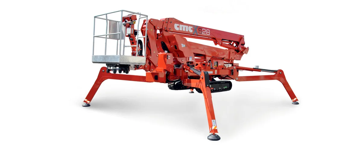 CMC S28 - Nacelle araignée élévatrice articulée et télescopique sur chenilles d’une hauteur de travail de 28m et une portée latérale de 14m